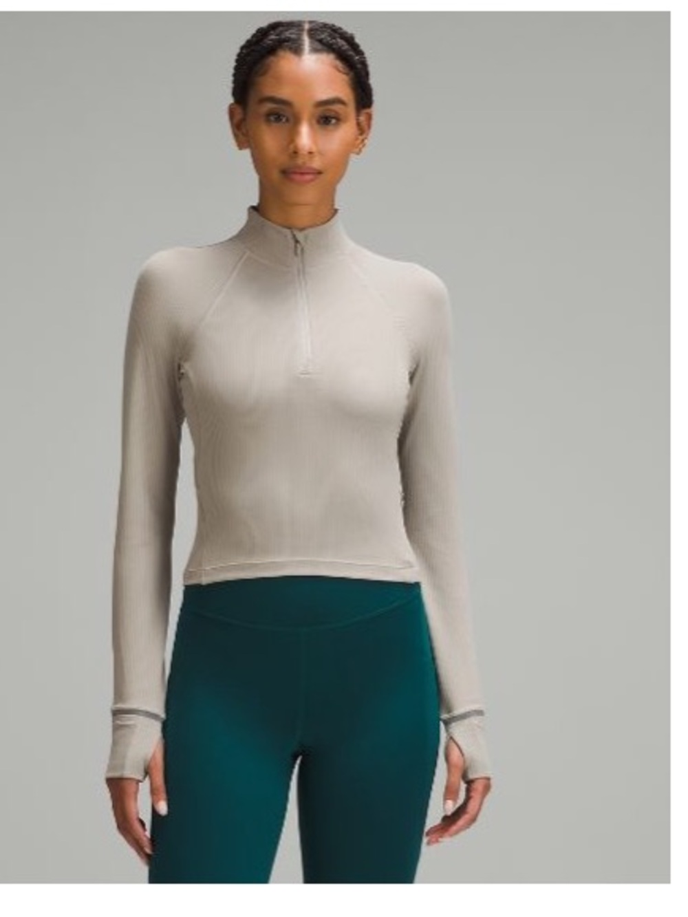 Lululemon Rulu ribbed crop 1/2 zip 8